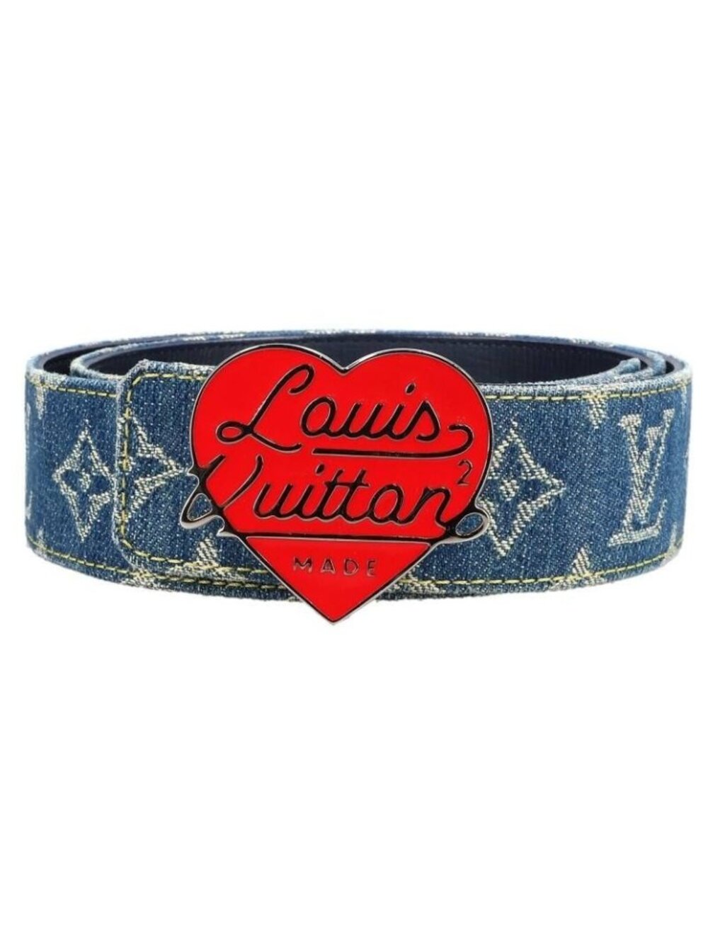 Louis Vuitton Ceinture LV Heart Denim Monogram Reversible Belt